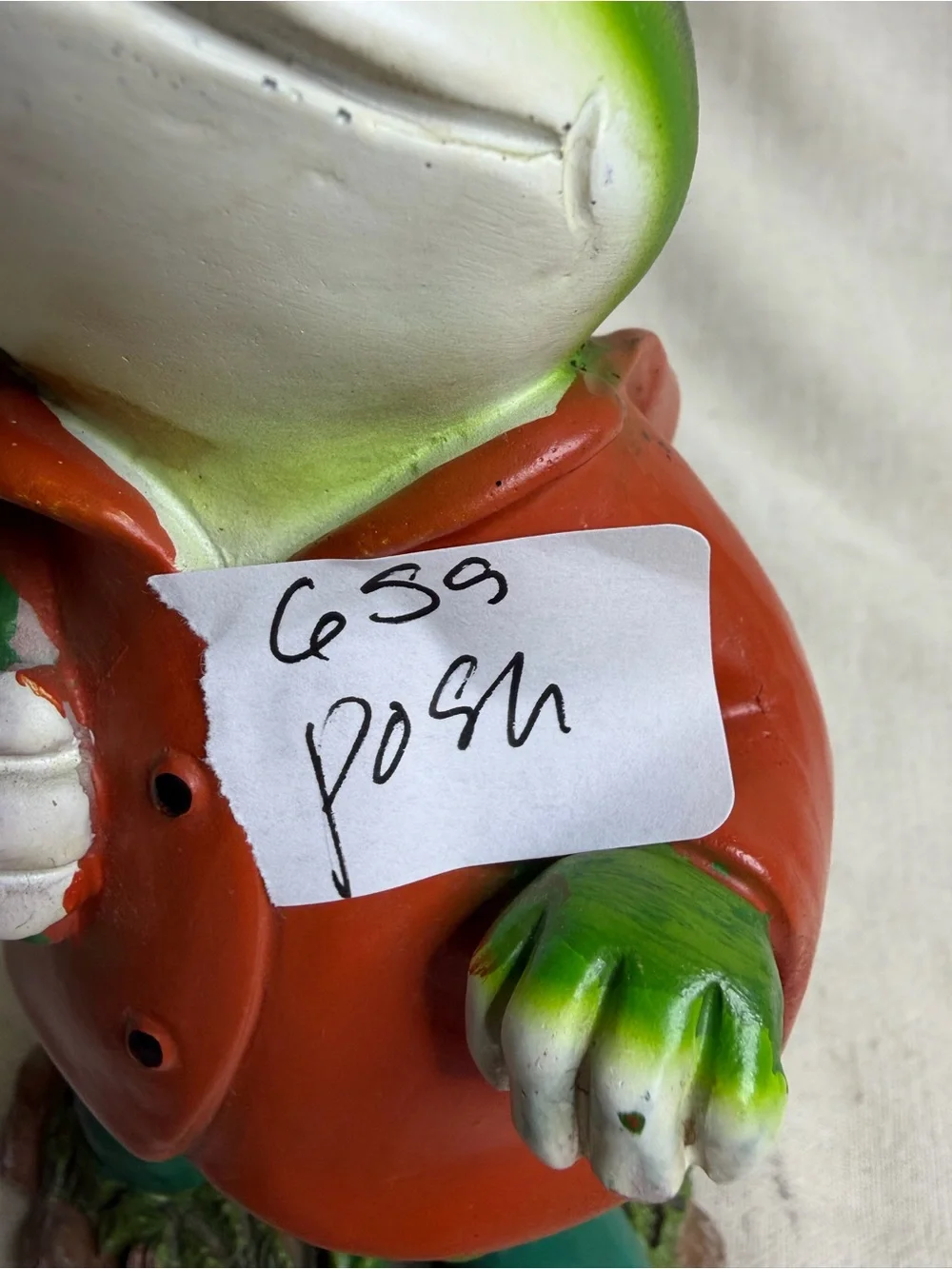 Green Frog Figurine in Red Coat Decorative Reptile Accent